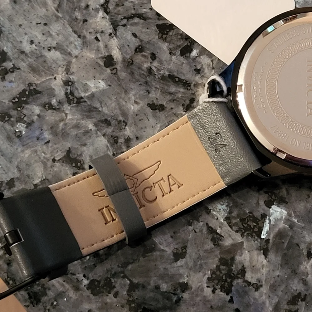 Invicta like new flame fusion crystal watch with leather gray band